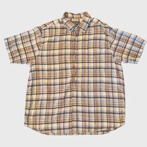 Vintage Eddie Bauer Grunge Single Stitch Button Up Linen Blend Shirt XL